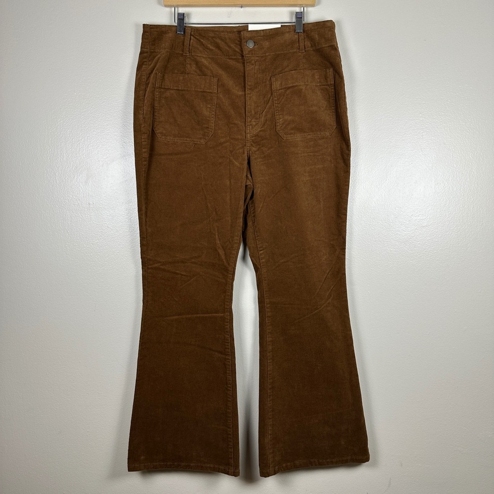 a.n.a Women's 16P Flare Pants‎ Kona Brown Highest Rise Corduroy 90s y2k NEW